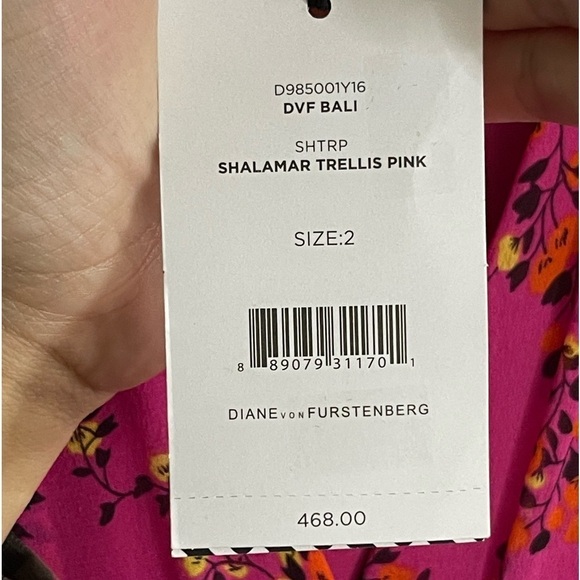 Diane Von Furstenberg Bali Shalimar Trellis Pink Wrap Dress Size 2 New with Tags - Picture 9 of 12